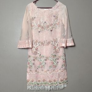Bisma Amir Dusty Pink Heavily Beaded And Embellished Kurta Approx S
